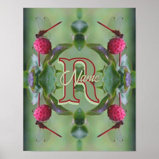Op maat gemaakte monogram met uw eerste naam libel poster (Voorkant)