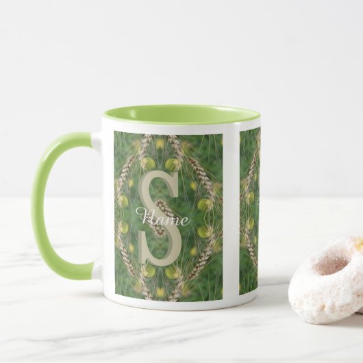 Op maat gemaakte monogram met uw eerste naam natuu mok (Met donut)