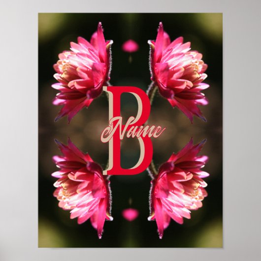 Op maat gemaakte monogram met uw eerste naam Rode Poster (Voorkant)