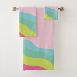Op maat gemaakte monogram moderne roze regenboog t bad handdoek