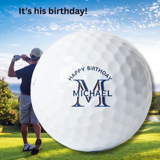 Op maat gemaakte monogram naam verjaardag golfball golfballen