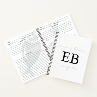 Op maat gemaakte monogram receptenboek journaal no notitieboek