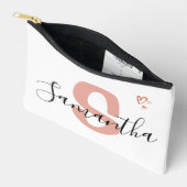 Op maat gemaakte monogram ritszak roze letter etui (Open)