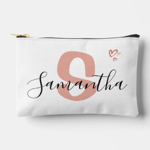 Op maat gemaakte monogram ritszak roze letter etui
