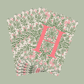 Op maat gemaakte monogram roze en groene bloempatr pokerkaarten
