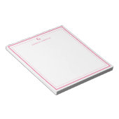Op maat gemaakte monogram roze rand briefpapier notitieblok (Schuin)