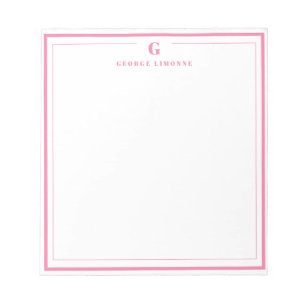 Op maat gemaakte monogram roze rand briefpapier notitieblok