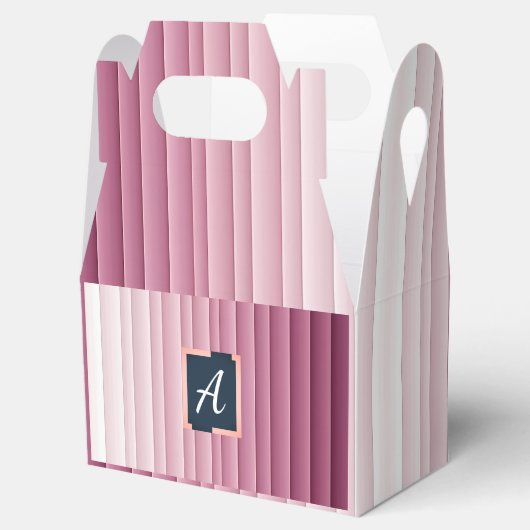 Op maat gemaakte monogram roze verloop verticale f bedankdoosjes (Geopend)