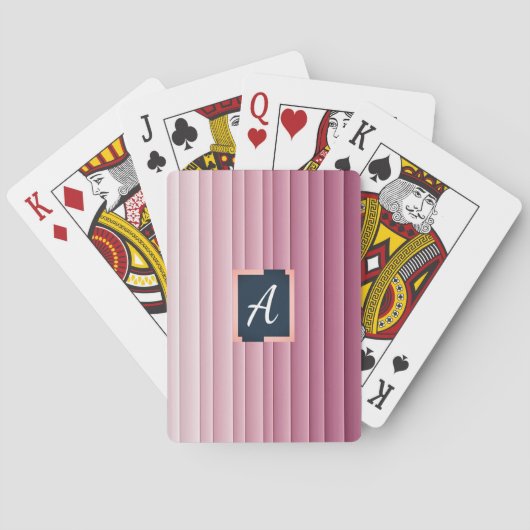 Op maat gemaakte monogram roze verloop verticale p pokerkaarten (Achterkant)