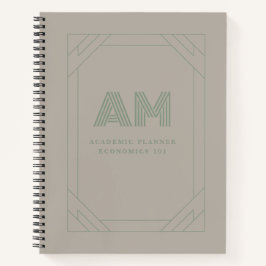 Op maat gemaakte monogram sagegroene en taupe mini notitieboek