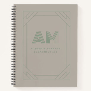 Op maat gemaakte monogram sagegroene en taupe mini notitieboek