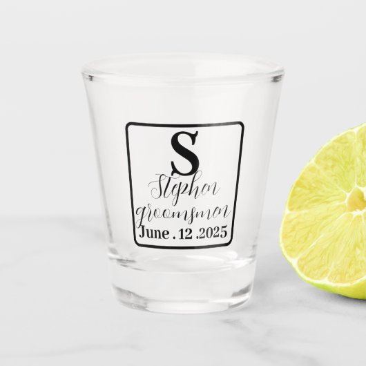 Op maat gemaakte monogram shotglazen voor bruidsjo shot glas (Voorkant)