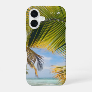 Op maat gemaakte monogram strandpalm telefoonhoesj iPhone 16 hoesje