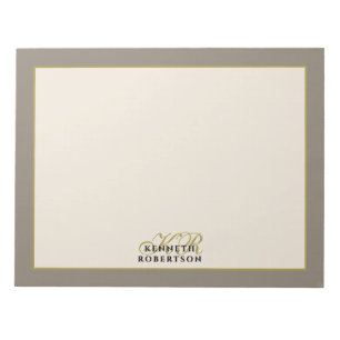 Op maat gemaakte monogram taupe crèmekleurig goud notitieblok