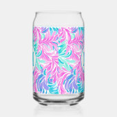 Op maat gemaakte monogram teal roze bloem blikvorm glas (Rechts)