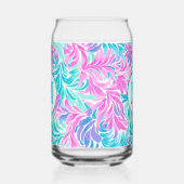 Op maat gemaakte monogram teal roze bloem blikvorm glas (Links)