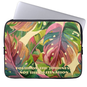 Op maat gemaakte monogram tropische bladeren kleur laptop sleeve