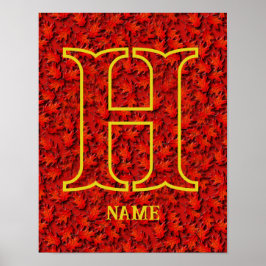 Op maat gemaakte monogram Uw initiële naam Eikenbl Poster