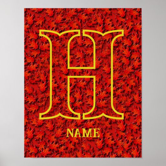 Op maat gemaakte monogram Uw initiële naam Eikenbl Poster (Voorkant)