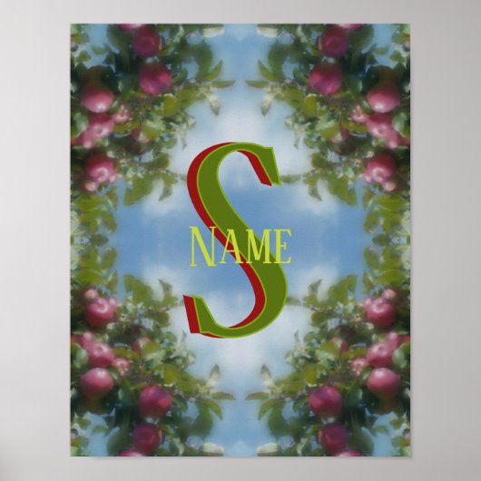 Op maat gemaakte monogram Uw initiële naam Rode Ap Poster (Voorkant)