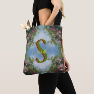 Op maat gemaakte monogram Uw initiële naam Rode Ap Tote Bag
