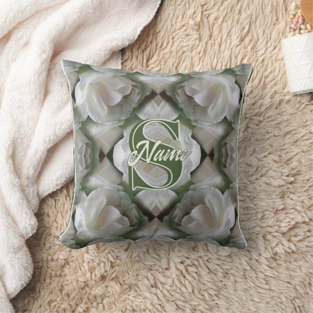 Op maat gemaakte monogram Uw initiële naam Witte R Kussen (Deken)
