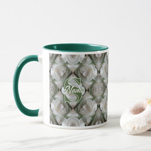 Op maat gemaakte monogram Uw initiële naam Witte R Mok (Met donut)