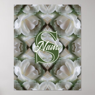 Op maat gemaakte monogram Uw initiële naam Witte R Poster
