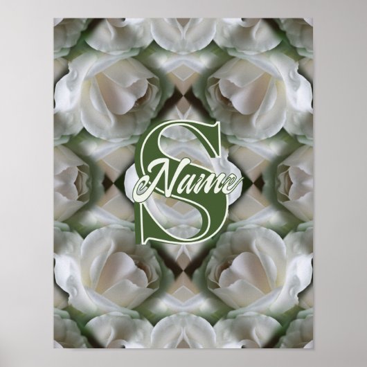 Op maat gemaakte monogram Uw initiële naam Witte R Poster (Voorkant)