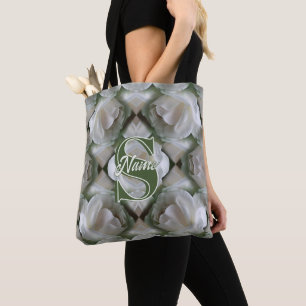 Op maat gemaakte monogram Uw initiële naam Witte R Tote Bag