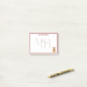 Op maat gemaakte monogram vakantie Goud Retriever Post-it® Notes (Op bureau)