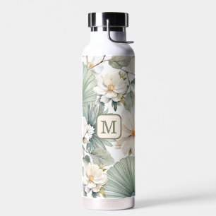 Op maat gemaakte monogram waterverf bloem waterfles