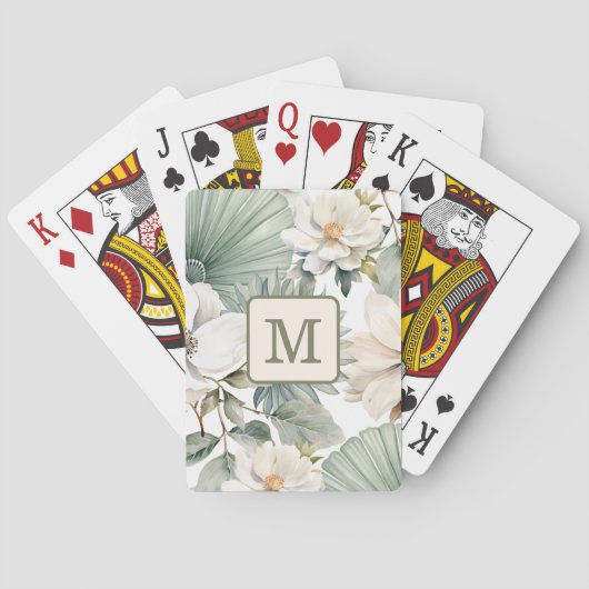 Op maat gemaakte monogram waterverf bloemstuk pokerkaarten (Achterkant)