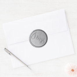 Op maat gemaakte monogram zilveren waszegel trouws ronde sticker