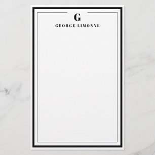 Op maat gemaakte monogram-zwarte rand briefpapier 