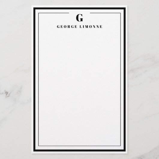 Op maat gemaakte monogram-zwarte rand briefpapier (Voorkant)