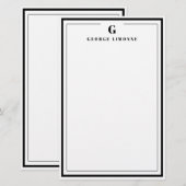 Op maat gemaakte monogram-zwarte rand briefpapier (Voorkant / Achterkant)