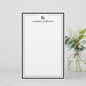 Op maat gemaakte monogram-zwarte rand briefpapier (Staand voorkant)