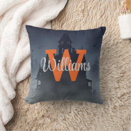 Op maat gemaakte monogramme geestenhuis Halloween Kussen