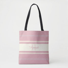 Op maat gemaakte monogramnaam Elegant roze Tote Bag