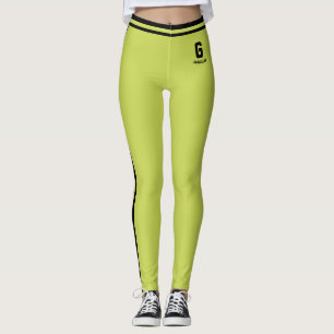 Op maat gemaakte Mooie Appel Groen Zwart Strepen M Leggings