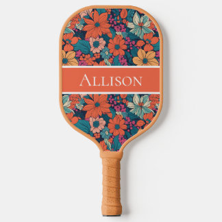 Op maat gemaakte Mooie Donkere Bloemen Bloemstuk Pickleball Paddle