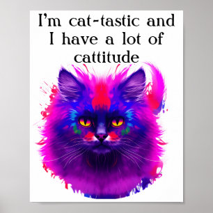 Op maat gemaakte mooie kleurrijke geschilderde kat poster