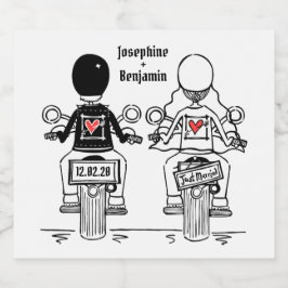Op maat gemaakte motorfiets huwelijksfleslabels bier etiket