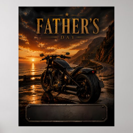 Op maat gemaakte motorfiets Vaderdag Zonsondergang Poster (Voorkant)