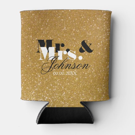 Op maat gemaakte Mr en Mrs gouden glitters trouw k Blikjeskoeler (Voorkant)