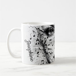 Op maat gemaakte muziekblad gezichtskunst zwart-wi koffiemok