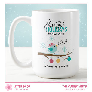 Op maat gemaakte muzikale zingende vogel Kerstmis Koffiemok