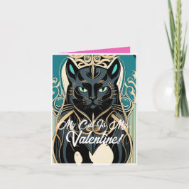 Op Maat Gemaakte My Cat's My Valentine Art Nouveau Kaart