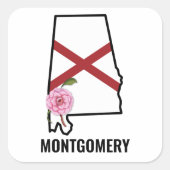 Op maat gemaakte naam Alabama vlag en staatsbloem Vierkante Sticker (Voorkant)